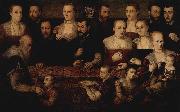 Cesare Vecellio Portrat einer Familie mit orientalischem Teppich oil painting